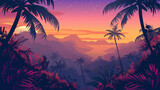 Fototapeta  - Topical and Sunset isolation Background, Illustration
