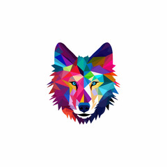 Wall Mural - Geometric colorful wolf logo vector icon design template