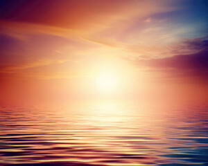 Wall Mural - Beautiful sunset over the calm surface of the ocean