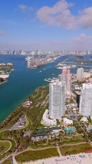 Wall Mural - Beauty stock video Miami Beach vertical drone