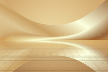 Poster - Golden science and technology curved lines abstract building square