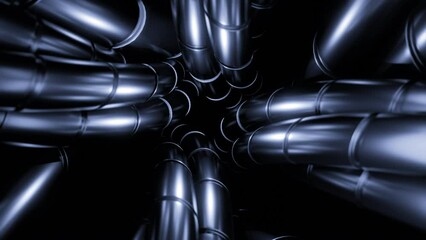 Poster - Abstract robotic wires of grey and blue lights. Design. Moving wires of alien robotic technologies.
