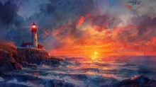 Coastal Lighthouse Sunset Sketching