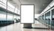 Mock up of white blank light box in airport