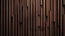 Abstract Wooden Slats Pattern With Varying Depths On A Dark Background. Textured Modern Architecture And Design Concept.