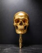 Gold human Skull, Anatomy and medicine concept image.
