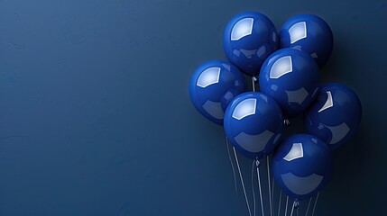 Wall Mural - dark blue balloons on a blue background with space for text the banner is dark blue --ar 16:9 --style raw --stylize 300 Job ID: 1adc6845-f1b1-4b48-b133-90be7022a9e5