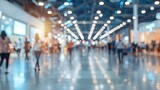 Fototapeta  - Corporate Gathering: Blurred Crowds at International Exhibition Center for Marketing or Events