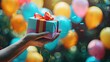 Joyful Gift Giving: The Moment of Handing Over Presents During a Birthday Celebration