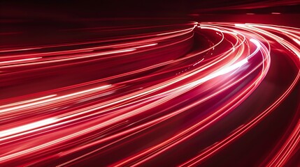 Poster - Abstract red light trails in the dark background : Generative AI