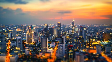 Poster - City blurred lights background after sunset : Generative AI