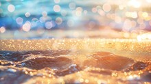 Summer Background Image Of Tropical Beach With Blurred Horizon At Sunset Light Sand Of Beach Against Backdrop Of Sparkling Ocean Water Natural Seascape : Generative AI