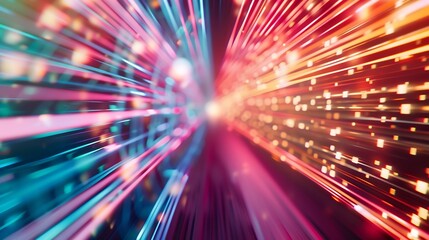 Leinwandbilder - Technology screen with abstract high speed technology POV motion blur : Generative AI
