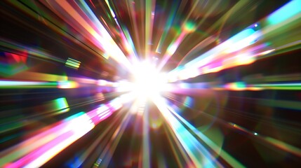 Aufkleber - Easy to add lens flare effects for overlay designs or screen blending mode to make highquality images Abstract sun burst digital flare iridescent glare over black background : Generative AI