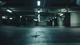 Fototapeta  - Dark parking garage industrial room interior Zoom blur perspective : Generative AI