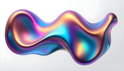 Wall Mural - fluid smooth abstract metallic holographic colored shape background