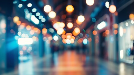 Aufkleber - abstract blur image background of shopping mall with light bokeh and flare light bulb : Generative AI