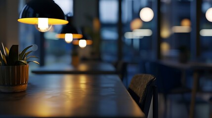 Aufkleber - DARK BLURRED OFFICE BACKGROUND MODERN RESTAURANT INTERIOR : Generative AI