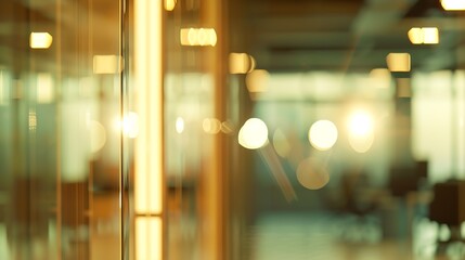 Aufkleber - Blurring the Background in a Modern Office Interior evening light effect : Generative AI
