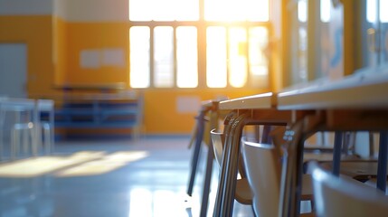 Aufkleber - On the blurred background of the empty classroom : Generative AI