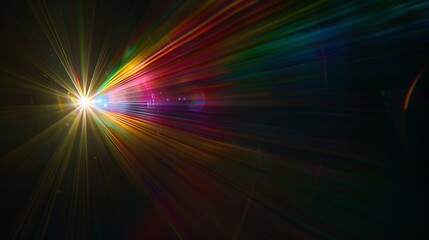 Poster - Prism Rainbow Light Flares Overlay on Black Background : Generative AI
