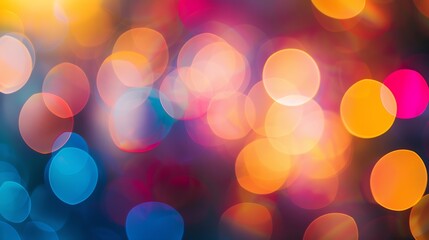 Fototapete - Abstract bokeh blurred background defocused night lighting for design Multicolored circles spots of light Lens Blur effect of a soft outoffocus background : Generative AI