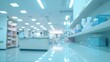 Medical blur background patient service counter hospital lobby cashier and pharmacy dispensary counter blurry interior inside waiting hall area : Generative AI