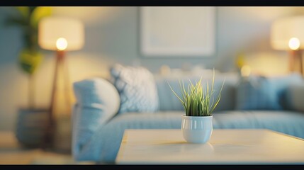 Leinwandbilder - blur image of living room with table and sofa for background usage : Generative AI
