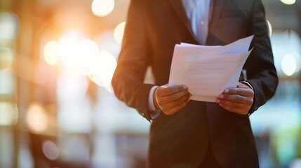 Aufkleber - Hispanic businessman holding papers hands and smilingYoung team of coworkers making great business discussion in modern coworking officeTeamwork people conceptHorizontal blurred backgr : Generative AI