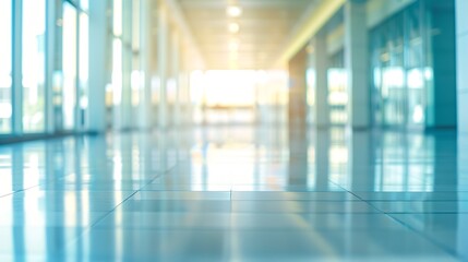 Poster - blurred for background office building interior empty hall in the modern office building empty open space office panoramic windows and beautiful lighting : Generative AI