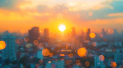 Poster - Life style concept Abstract blur city sunrise background : Generative AI