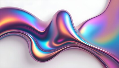 Wall Mural - fluid smooth abstract metallic holographic colored shape background