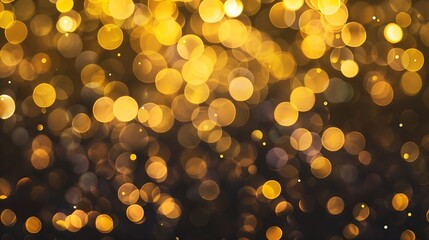 Aufkleber - Golden blurred bokeh lights on black background Glitter sparkle stars for celebrate Overlay for your design : Generative AI