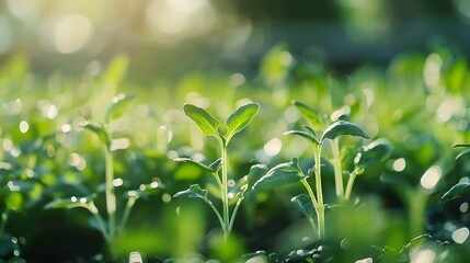 Aufkleber - green blurred bokeh of vegetable garden eco friendly background : Generative AI