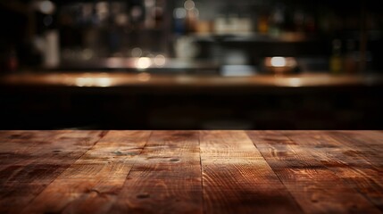 Aufkleber - Empty wooden table top for cafeteria bar coffee shop background For product display : Generative AI