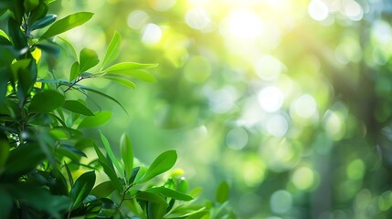 Poster - beautiful nature defocused bokeh green background texture blurred crown trees in garden closeup natu