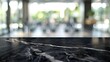 © Generative AI - Empty black marble stone table top on blurred with bokeh Exercise room fitness and gym interior background  can be used for display or montage your products : Generative AI