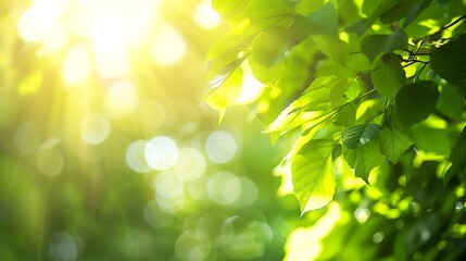 Poster - Green blurred background and sunlight : Generative AI