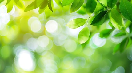 Poster - Abstract blurred nature background with bokeh for creative designs Green leaves bokeh out of focus background from nature forest Green Nature spring and natural light in blur style wit : Generative AI