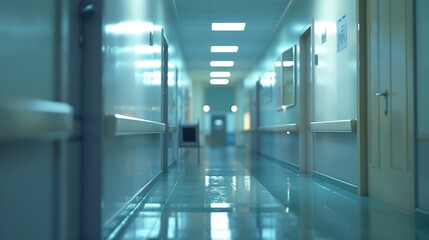 Poster - Hospital hallway reception clinic Unfocused background : Generative AI