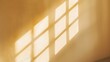 Glowing reflections of the suns rays on a beige background Overlay effect of penetrating natural transparent soft light and shadows from window on sand color wall texture Trendy creati : Generative AI