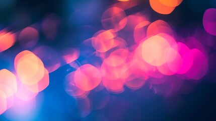 Aufkleber - Blur glow overlay Neon light flare Futuristic glare Defocused fluorescent navy blue pink orange color gradient reflection on dark abstract copy space background : Generative AI
