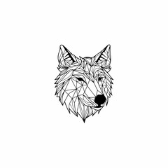 Sticker - Geometric colorful wolf logo vector icon design template