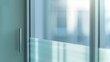 © Generative AI - Aluminium sliding window of office office sliding glass window Decorative Glass Film on door of office Closeup Frosted Glass Thick Film for reduced visibility across : Generative AI