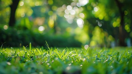 Poster - Nature city park garden blur bokeh background Green nature for city life or save the earth concept : Generative AI