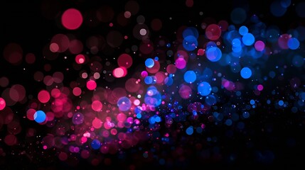 Aufkleber - Color bokeh light Defocused glow overlay Blur pink blue red neon glow flecks soft texture on dark black abstract background with free space : Generative AI