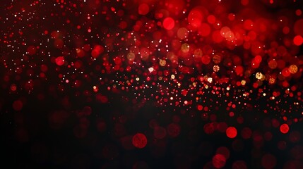 Poster - Red bokeh of lights on black background : Generative AI