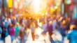 Crowd of people multiracial people walking in the cityBlurred crowd of unrecognizable at the street Busy streets businessshopping area Blurred defocused background : Generative AI
