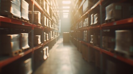 Aufkleber - Blur Warehouse inventory product stock for logistic background : Generative AI