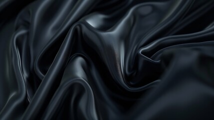 Aufkleber - Black gray satin dark fabric texture luxurious shiny that is abstract silk cloth background with patterns soft waves blur beautiful : Generative AI